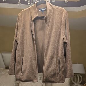 Karen Scott Brown Full-Zip Sweatshirt